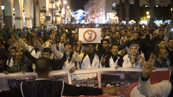 Manifestation des enseignants contractuels, à Rabat, le 24 mars 2019 © AFP