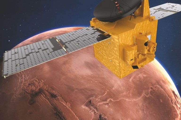 La sonde Al-Amal / Hope abordant la planète Mars © Mohammed bin Rashid Space Center / Emirates Mars Mission