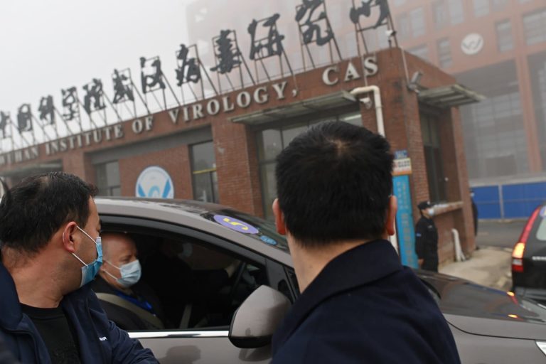 Des membres de l'équipe de l'Organisation mondiale de la santé (OMS) enquêtant sur les origines du coronavirus arrivent en voiture à l'Institut de virologie de Wuhan (WIV), dans la province centrale du Hubei, en Chine, le 3 février 2021 © AFP