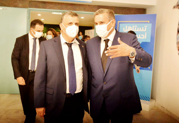 Le chef du gouvernement Aziz Akhannouch en compagnie de Abdellatif Ouahbi, leader du PAM © DR
