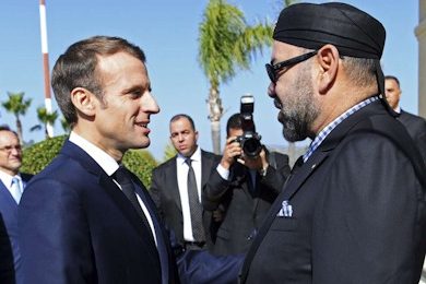 Le roi Mohammed VI et Emmanuel Macron, président de la République française 