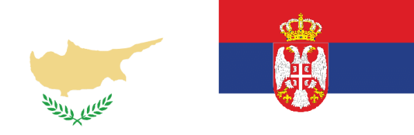 Drapeau de la République de Chypre (gauche) et de la Serbie (droite) ©DR